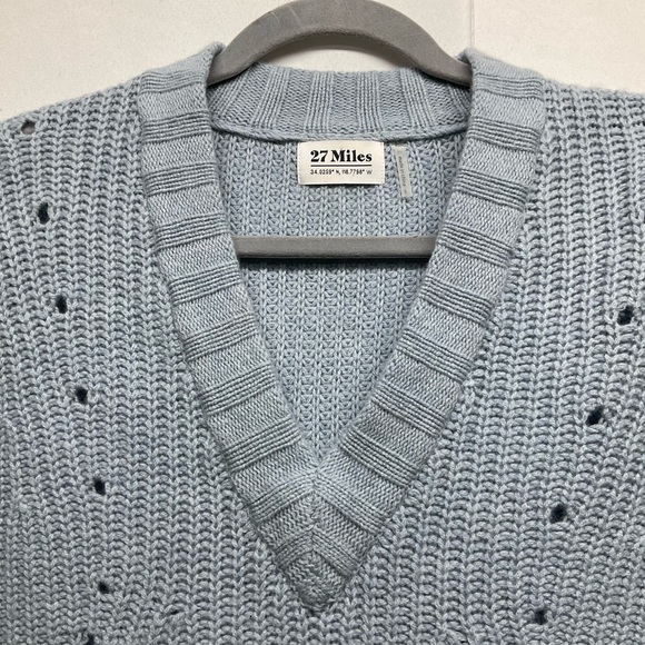 27 Miles Revolve Olive Sweater Size Small Color Mist Wool-Cashmere Coastal Chic - Picture 7 of 12